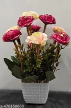 Plastic Artificial Flower With Pot,Multicolour
