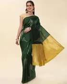 Litchi Silk Zari Woven Saree for Women, Green 