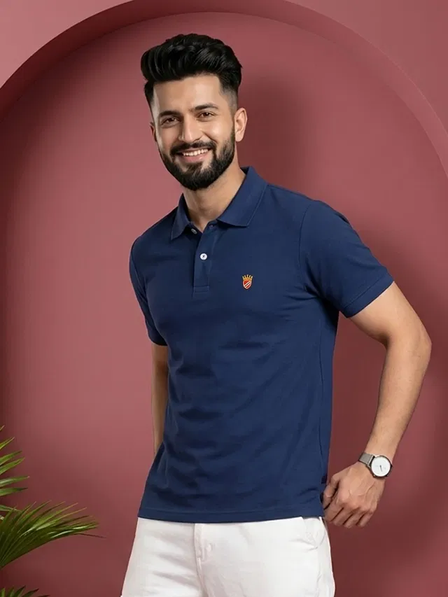Polo T-shirt for Men (Navy Blue, L)