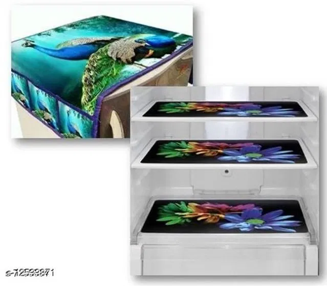 Fridge Cover Set (Multicolor, Set of 4)