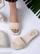 Shoetopia Solid Cream Comfort Open Toe Sandals 