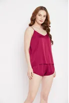 Satin Solid Babydoll for Women 