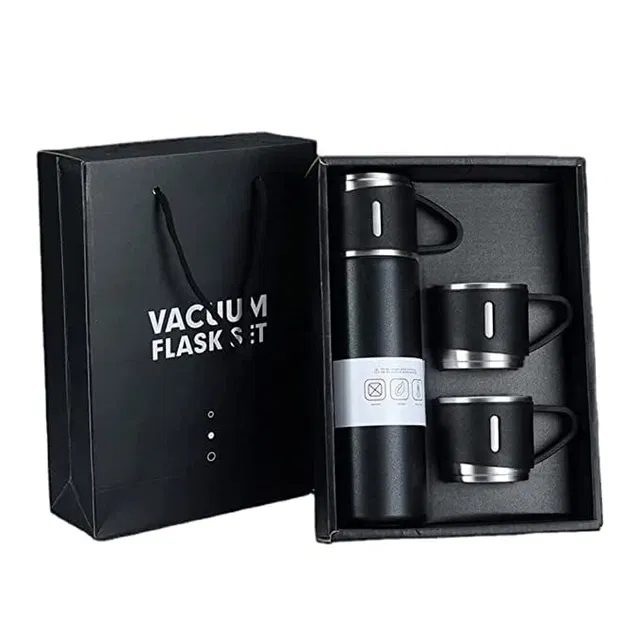 Stainless Vaccum Flask With 2 Cup set (500 ml, Assorted, Pack of 1)