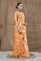Silk Woven Design Saree for Women, Orange 
