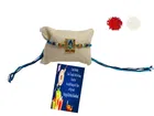 Metal Rakhi with Greeting Card & Roli Chawal 
