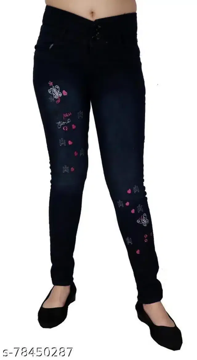 Denim Jeans for Girls (Black, 12-13 Years)