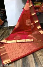 Litchi Silk Zari Woven Saree for Women, Red 