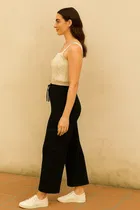 Poly Rib Straight Trouser / Pant for Women 