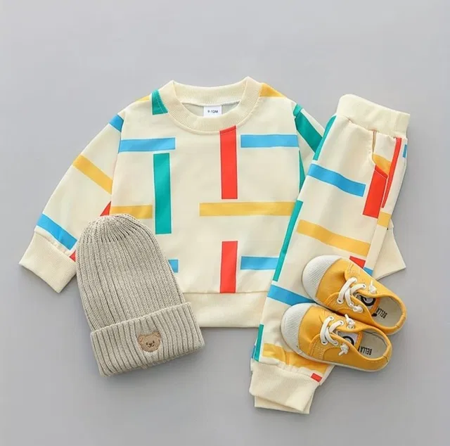 Cotton Hosiery Printed Clothing Set for Girls, White (5-6 Years)