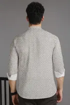 Cotton Blend Printed Short Kurta for Men 