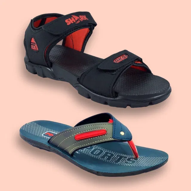 Slipper with Sandals for Men (Multicolor, 10) (Pack of 2)