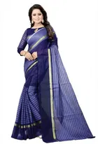 Polycotton Striped Saree for Women 