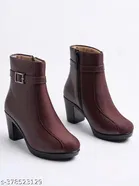 Shoetopia Solid Pu Mid-Top Boots 
