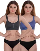 Pibu वीमेन कॉटन ब्रा पैंटी सेट 