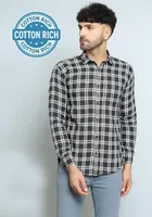 Cotton Blend Chequered Shirt for Men 