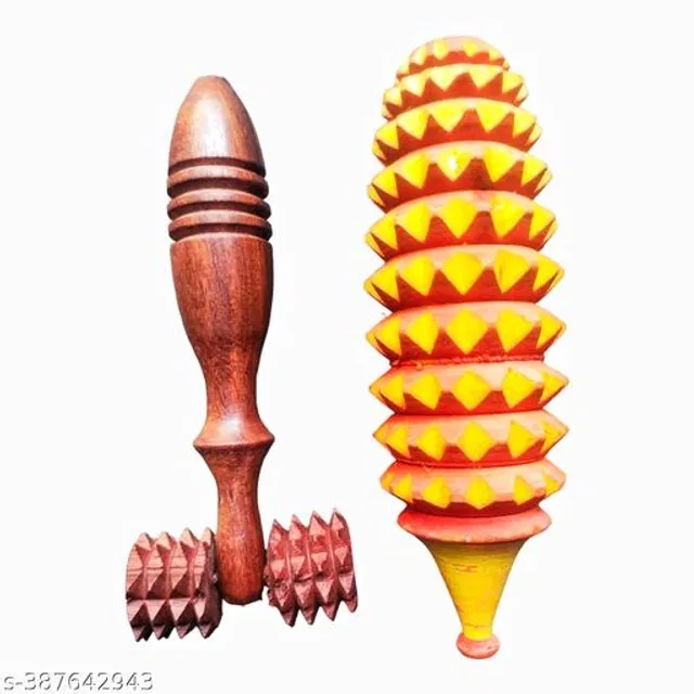 Wooden Body Massager Set (Multicolor, Set of 2)