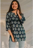 Cotton Block Print Short Kurti for Women 
