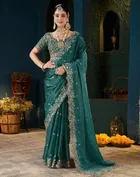 Bollywood Satin Embroidered Saree for Women 
