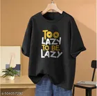 Cotton Blend Printed T-Shirt for Women, Black 