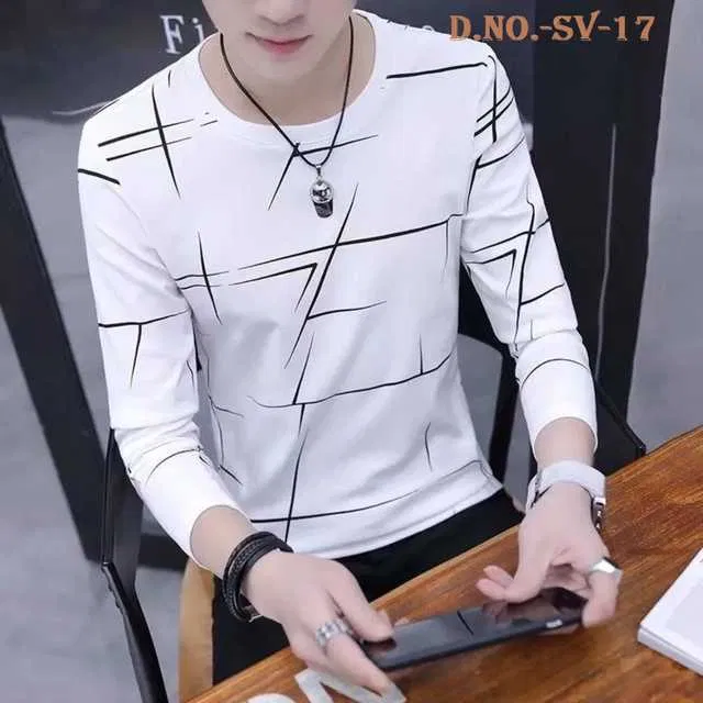 Best Hot Selling Cotton Blend Full Sleeves T-Shirt For Men (White, L) (R-116)
