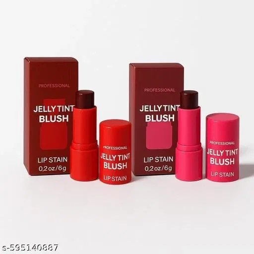 Creamy Jelly Blusher and Lip Tint Stick, Red and Pink