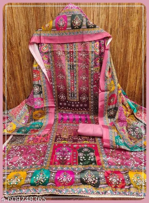 Printed Floral Patiala Suits for Women (, 5.85 meter (S)) (Pink, 6.65 meter (XXL)