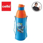 CELLO Puro Junior 600 Hot Wheel Print Plastic Water Bottle 470ml, Blue & Orange