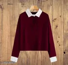 Cotton Blend T-shirt for Women, Maroon 