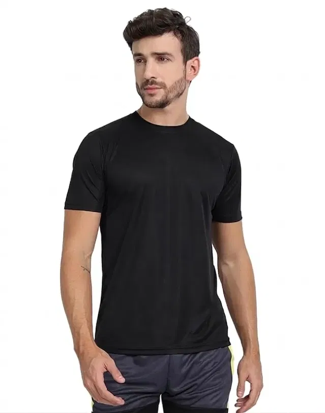 Poly Blend T-shirts for Men, Black (XL)