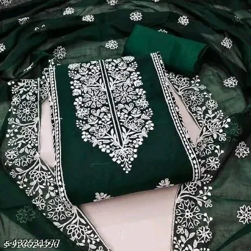 Chanderi Cotton Punjabi/All Over Suits for Women (Green, Un Stitched)