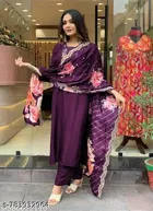 Embroidered Chanderi Silk Kurta Set for Women 