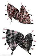 Chiffon Scarves for Women, Black, Pack of 2