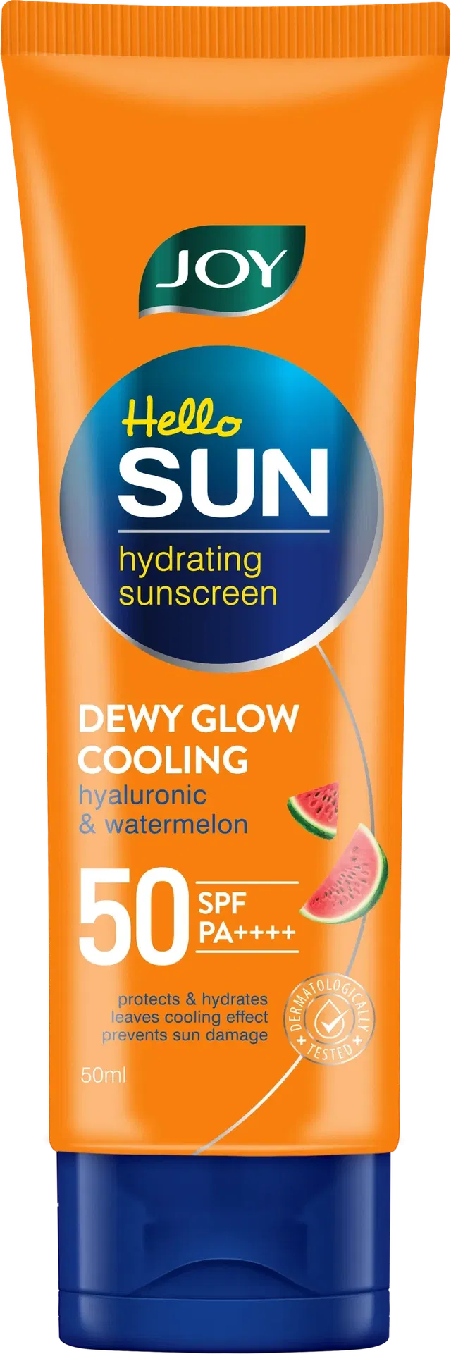 जॉय हेलो सन ड्यूई ग्लो कूलिंग हायलूरॉनिक और वॉटरमेलन Spf 50, 50 ml