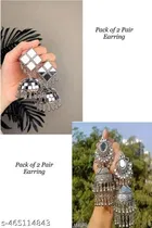 latest trendy mirror choker oxidized silver color earrings/jhumka for girls and women