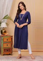 Solid Crepe Kurtis for Women, Navy Blue 
