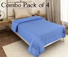 Combo Pack of 4 Arch Melange Fleece Blanket 380gms 120x220cm Blue