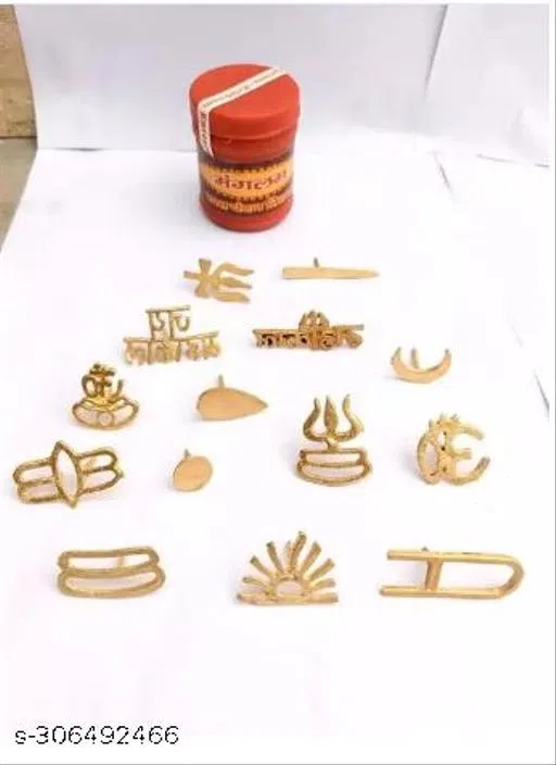 Om Tilak Stamps with Chandan Box, Pack of 14 (Yellow, 1)