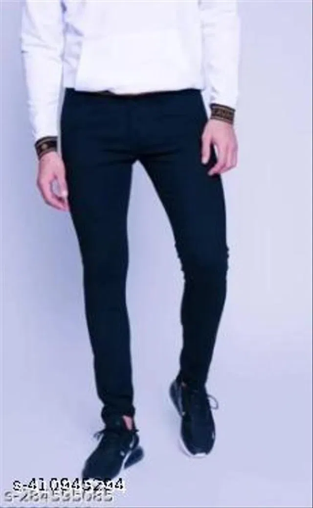 Denim Slim Fit Jeans for Men (Black, 28)