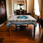 Polyester Printed Table Cloth (Blue, 38x58 inches)