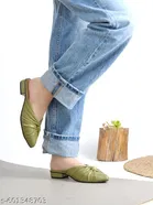 Solid Synthetic Mules for Women 