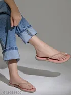 Shoetopia Peach Embellished Flat Sandals 