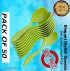 Plastic Table Spoons (Green, Pack of 50)