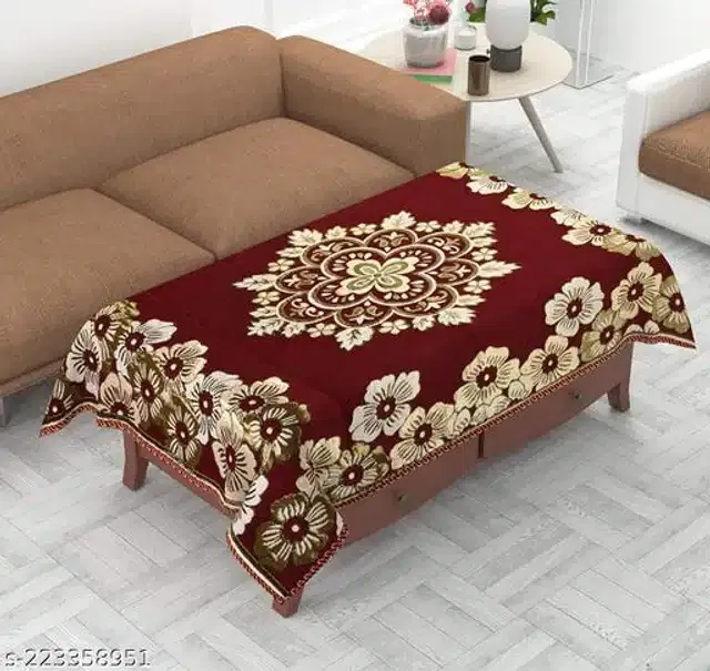 Polyester Center Table Cover (Maroon, 50x60 inches)