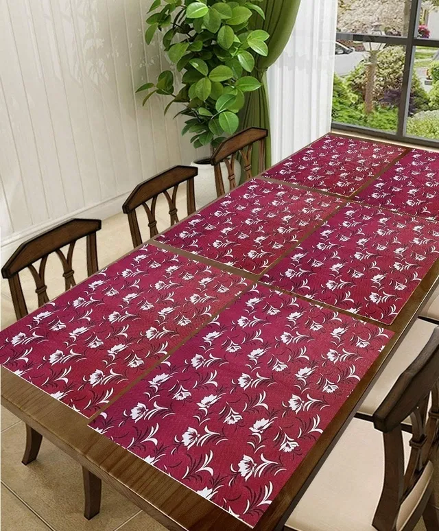 PVC Printed Dining Table Placemats (Multicolor, 30x45 cm) (Pack of 6)