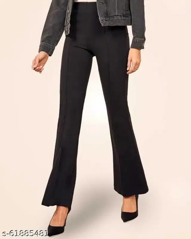 Cotton Blend Trouser for Women (Black, 34)
