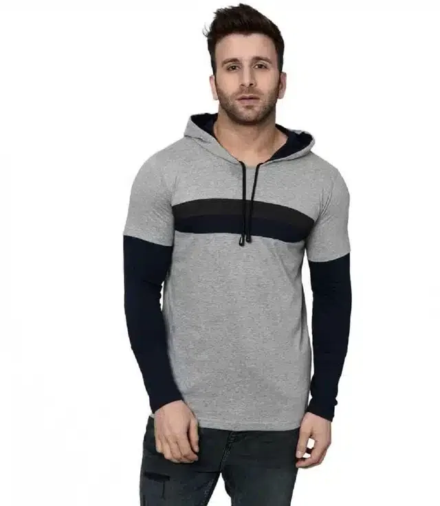 Full Sleeve Hooded T-Shirt for Men (Multicolor, XL)