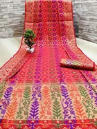 कनूड़ा प्रिंट्स विमेंस पटोला बनारसी जैक्वर्ड वोवन वर्क साड़ी 