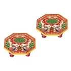 Akarts Marble Pooja Chowki for God pack of 2