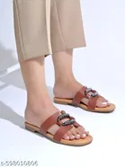 Shoetopia Solid Flat Sandals - Brown 