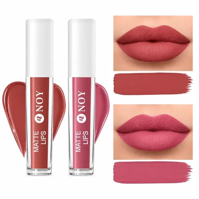 NOY Classic Nude Matte Lipstick, Brown Nude, Mauve Nude, 8 ml [Pack of 2]
